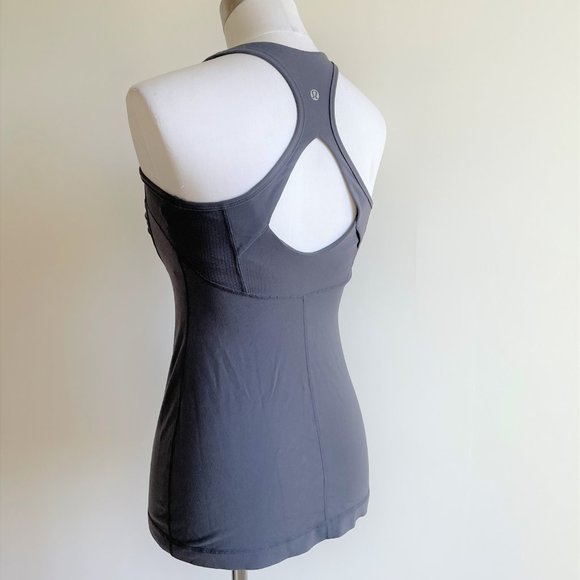 Lululemon gray shelf bra stretch racer back V neck tank top 6 - Picture 2 of 4